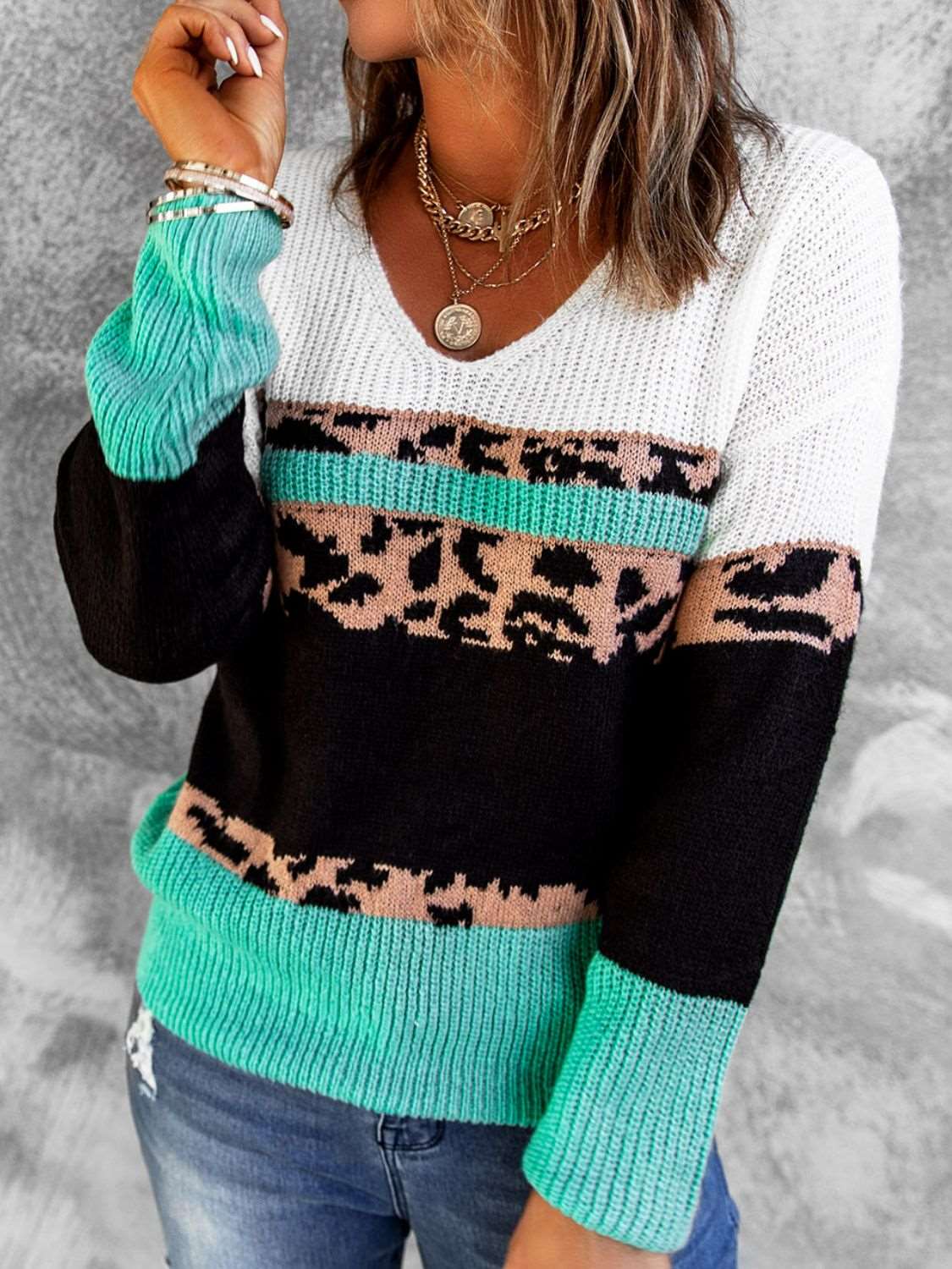 Leopard Livin' Rib-Knit Sweater
