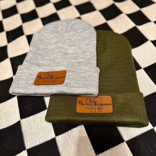 Cuffed Beanie with Custom Leather patch