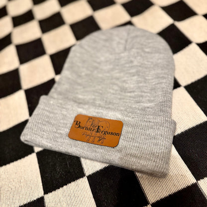 Cuffed Beanie with Custom Leather patch
