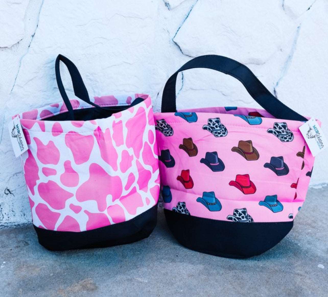 Kids Storage Caddy Pink Cowhide and Pink Cowboy Hat