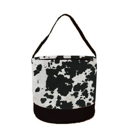 Black Cowhide Storage Caddy