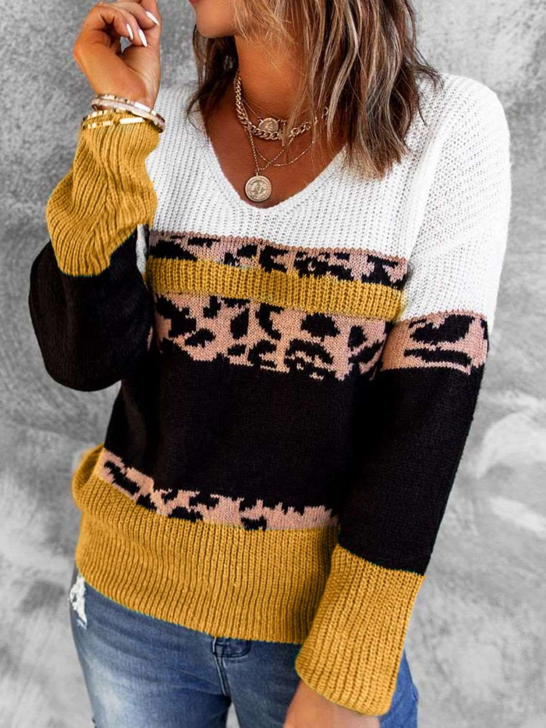 Leopard Livin' Rib-Knit Sweater
